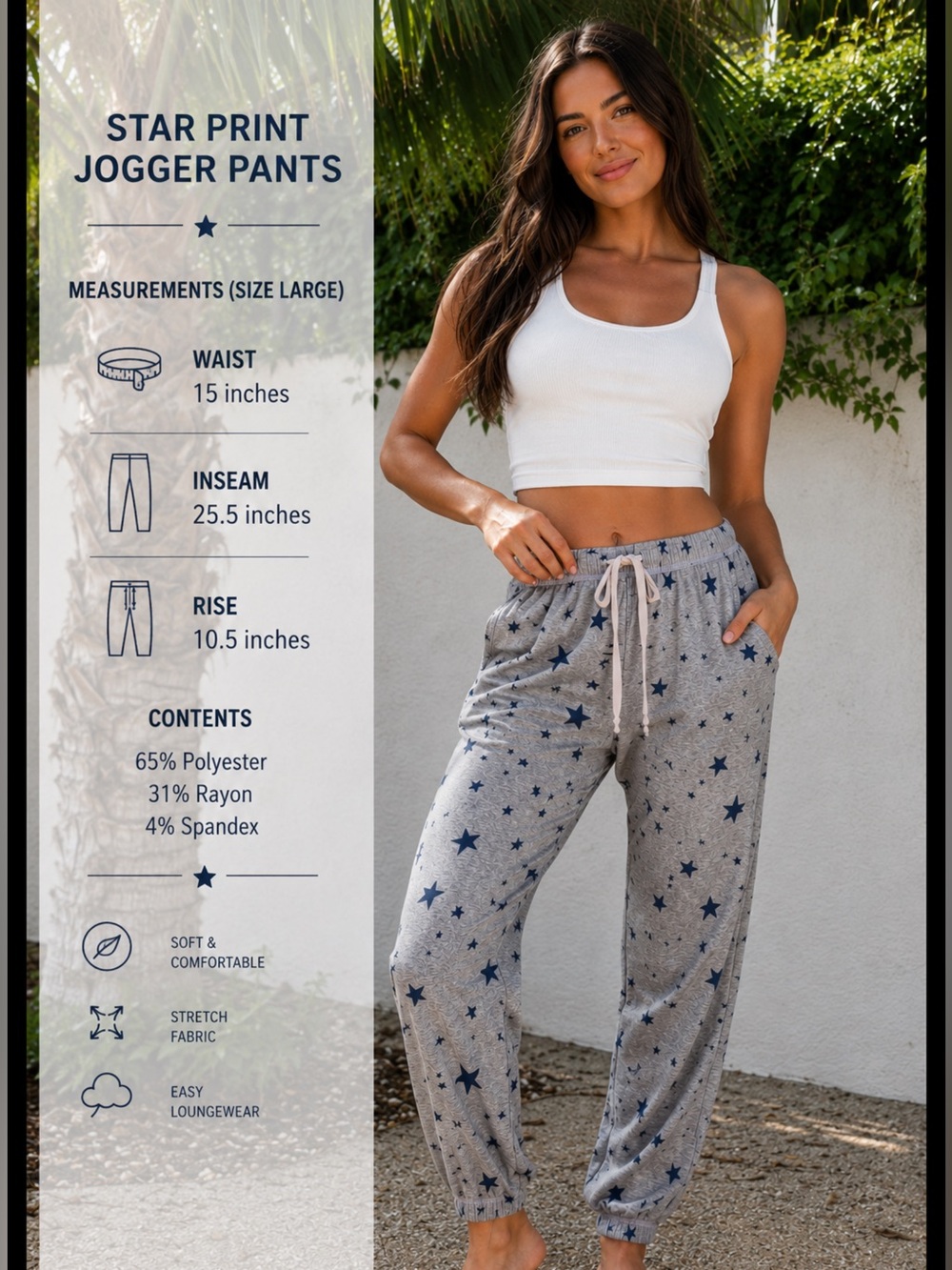 FP Movement Star Print Joggers  large  NWT - Picture 2 of 16